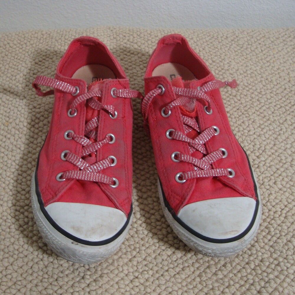Converse Pink Sneakers Ruffle Sparkle Youth 1 Canvas Shoes Low All-Star Lace Up